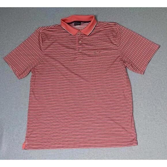 Other - Greg Norman For Tasso Elba Golf Polo Mens Size Large Pink And Black Stripes Play